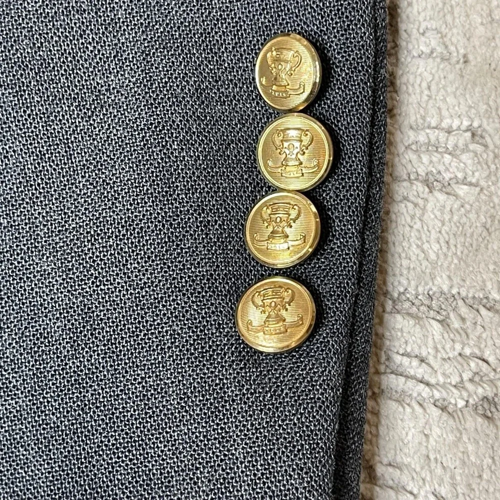 John Weitz Palm Beach Mens Big‎ Tall 44L Gray Blazer Gold Crest Buttons USA Made